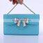 Wallet Design Bright Grid Handbag Magnetic Flip PC PU Leather Case for Samsung Galaxy S6 With Rhinestone Bowknot Buckle