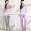 Cotton Pyjamas Ladies Classic Stripe Women Cotton Pajamas Set Round Neck Plus Size Sleepwear Suit