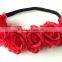 fashionable red rose flower shape fabric elastic bridal headband