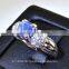 6 MM Blue Star Sapphire Ring Lab-Created Sterling Silver 92.5 Size 6.75