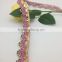 china manufacturer herringbone pink golden trimming lace with beads sequins