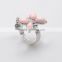 Women Fashion Pink Butterfly Finger Ring Light Silver Imitation jewelry