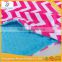 Personalized Hot Pink Chevron With Blue Dots Minky Baby Minky Blanket
