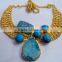Natural Agate Gold Plated Druzy Gemstones Necklace