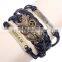 2014 Fashion Owl Love Dream Letters Charm Handmade Braided Leather Bracelet/european style wrapped waxed cord bangles