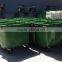 outdoor plastic dustbin/waste container with lid and four wheels 660Litre