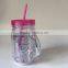 650ml double wall acrylic mason jar mug tumbler with straw wholesale