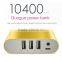 Guoguo New Design 3USB 2.4A outputs quick charge 10400mAh portable Travel power bank for xiaomi
