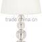 wholesale high quality America modern room table lamp with crystal lampstand and white fabric shade