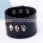 Fashion Wide Cool Rock Men Woman Soft Wrap Genuine Leather Skull Bracelet