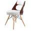 Modern Plywood Round Cushion Chairs with Wooden Legs