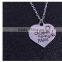 2016 new fashion alloy jewelry sculpture letter member of family silver children necklace heart pendant