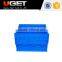 Space saving durable foldable plastic storage large crate with lid