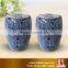 Porcelain round garden stool Cobalt blue painted ceramic stool