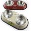 Hot sell Dog bowl with Side Grip handle rubber ring metal Stainless Steel Eating Surface animal Pet feeder/waterer