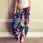 Floral printed Linum baggy boho harem pants yoga pants for ladies