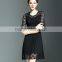 Polyester ladies lace splicing ruffled slimming dresses for party