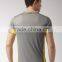 Men Grey Solid Mandarin Collar T-Shirt Custom Grey Yellow Solid Waist Length Sport Tees 100% Polyester Keeps Fresh Material