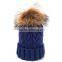 Myfur Raccoon Fur Ball Top Knit Hat for Unisex Adult Beanie Hat Wholesale