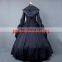 Rose Team-Free Shipping Custom-made Gothic Punk Dress Black Tafetta Medieval Victorian Dress Costume w/ Hat