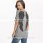 2016 BAIYIMO Latest hot in sale women fashion short sleeve t shirt with printed wings backside wholesale made in china