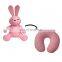 Brand LOGO Cute Pink Bunny Rabbit Plush Toy U Shape Pillow Microbeads 2 in 1 Switch Animal Travel Neck Rest Pillow