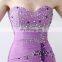 Popular Youthful Purple Chiffon Sheath Sleeveless Mini Sweep Train Appliqued Beaded Backless Women Prom Dress