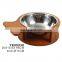 Wholesale Personalized Wood Pet Dog Cat Food Feeding Bowl Stainless Steel