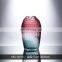Decorative Modern Transparent Handmade Blue And Pink Color Pattern Glass Vase For Home Decoration