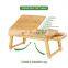 Multi Function Lapdesk Table Bed Tray Foldable Adjustable Breakfast Table Tilting Top with Storage Drawer Bamboo Wood Natural