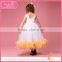 Flower girl white and yellow feather dresses for wedding, girl party dresses 1-9 years