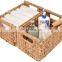 Water hyacinth decorative basket with wood handle and hand-woven storage basket are customizable in three sizes
