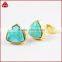 Natural turquoise beads stud post triangle earrings