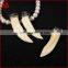 Elephant's Tusk Shape Ox Bone Carved Mermaid With Zircon Pendant Bead