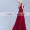 ALD03 Romantic Red Full Lace Appliqued Bodice Formal Party Gown 2016 Latest V Neck Dress with Jacket Long Dress Open Back