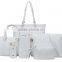 Woven pvc material handbag 6pcs in 1 set style champagne lady's handbag womens