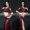 Wuchieal Lace Top and High Split Long Skirt at One Side for Belly Dance