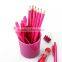 Plastic Universal pink round pen/pencil cup holder, two layer office pink round pen holder