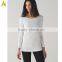 100% cotton girls cool t shirt women plain Long sleeve o neck t shirt