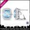 Square Silver Earings, Blue Stone 925 Silver Earrings With Zircone