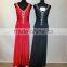 Sleeveless sexy backless v-neck beaded open leg black spandex cotton maxi evening dresses for women kt1049