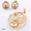 Hot! wholesale 18k gold plated stainless steel cz diamonds round shape bear jewelry set
