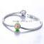 D167 GW jewelry silver heart bear charm,green enamel beads for bracelet