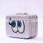 latest own design big eyes double layers fashionable women ladies cosmetic bag with metal handle
