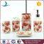 Red flower promotional gifts ceramic square bathroom set