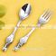 New design hot selling rabbit shape zinc material kids spoon and fork cutlery set