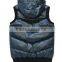 new arrival garment manufacturer sleeveless hood down feather elastic hem navy color sleeveless men coat