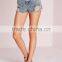 Women Ripped Hem High Waisted Denim Shorts Wholesale