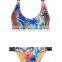 ladies fashion print and cross strap bikini