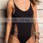 Ladies Black and Side Strap One-piece Swimwear